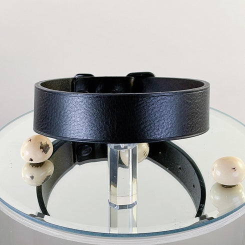 SiaLinda: Halsband Buddy schwarz 30mm Rindersoftleder, 2 Längen, pur oder mit O-Ring - SiaLinda.com